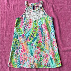 Lilly Pulitzer Kids Catch the wave lace trimmed dress